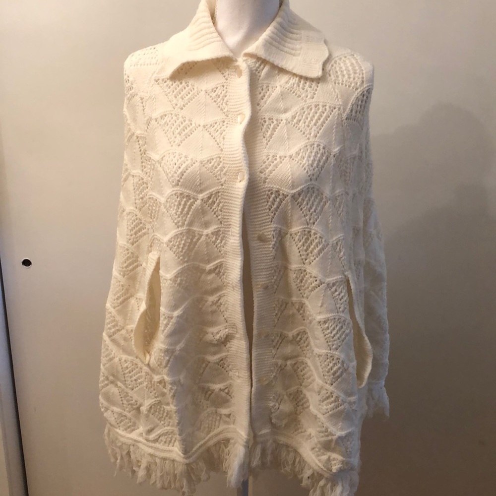 Vintage crochet knit shawl.